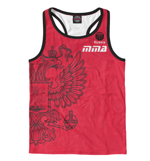 Мужская майка-борцовка с изображением Россия ММА цвета Белый
