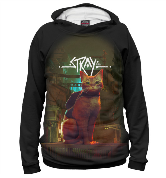 Женское худи с изображением Stray-Cat цвета Белый
