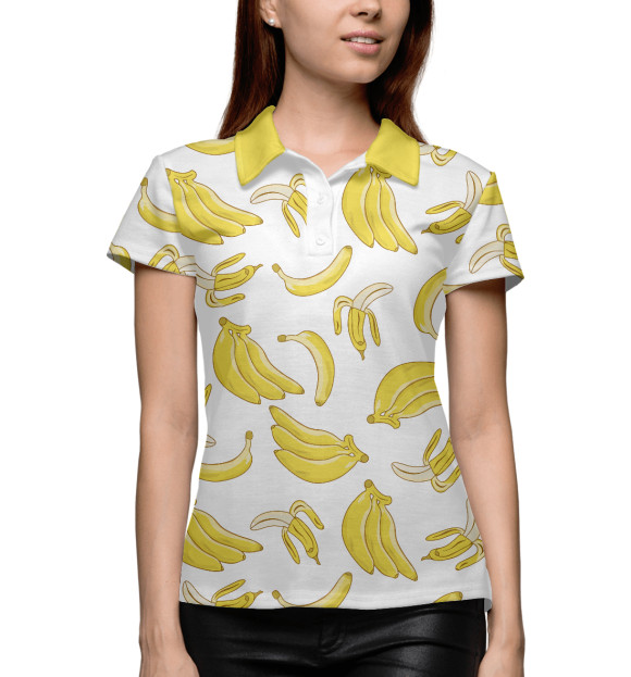 Женское поло с изображением Бананы цвета Белый