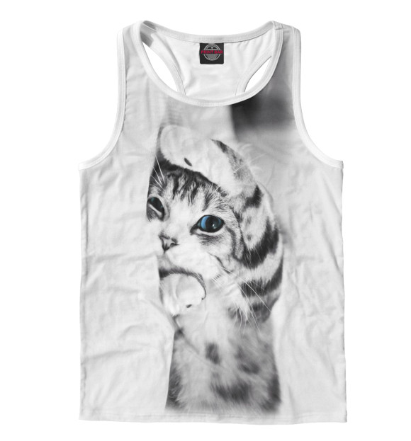 Мужская майка-борцовка с изображением Котеночек цвета Белый