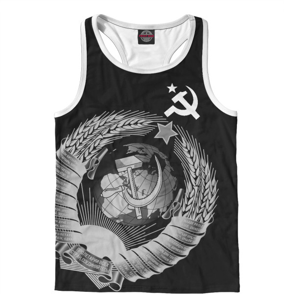 Мужская майка-борцовка с изображением USSR цвета Белый