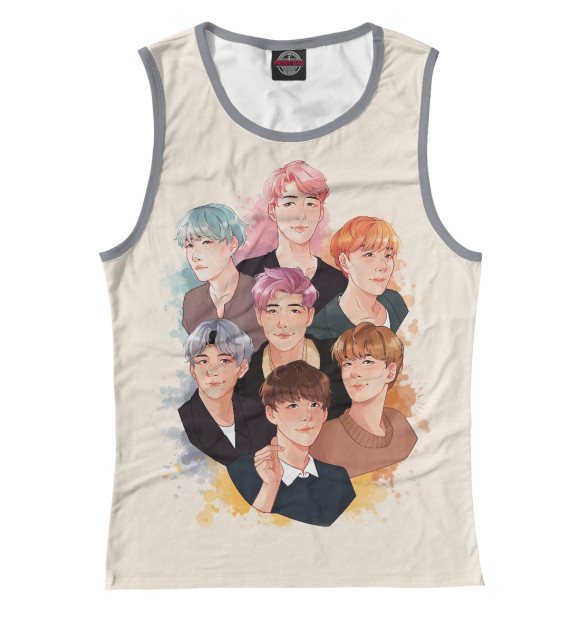 Майка для девочки с изображением BTS цвета Белый