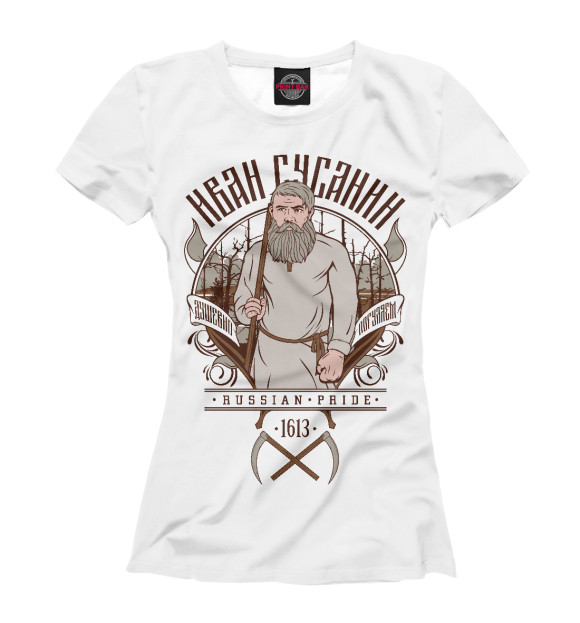 Футболка для девочек с изображением Иван Сусанин цвета Белый