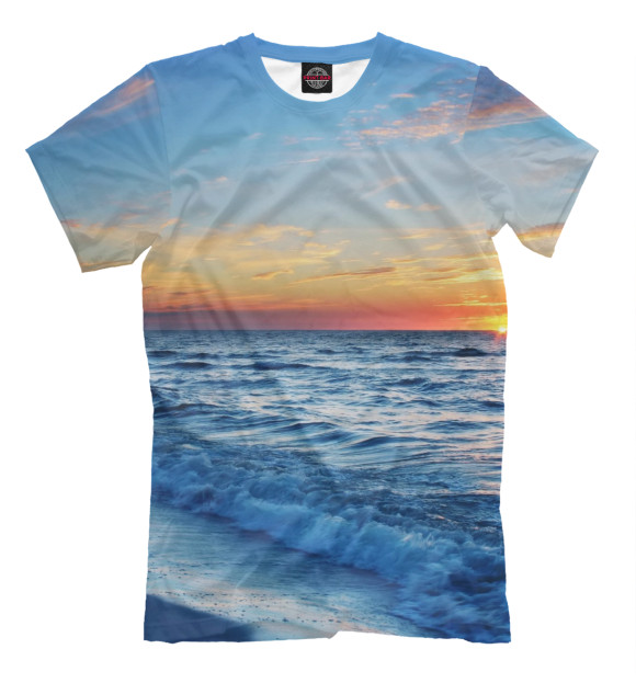 Мужская футболка с изображением Сказочный закат на море цвета Молочно-белый