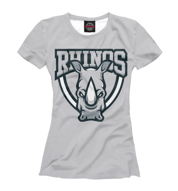 Женская футболка с изображением Rhinos цвета Белый