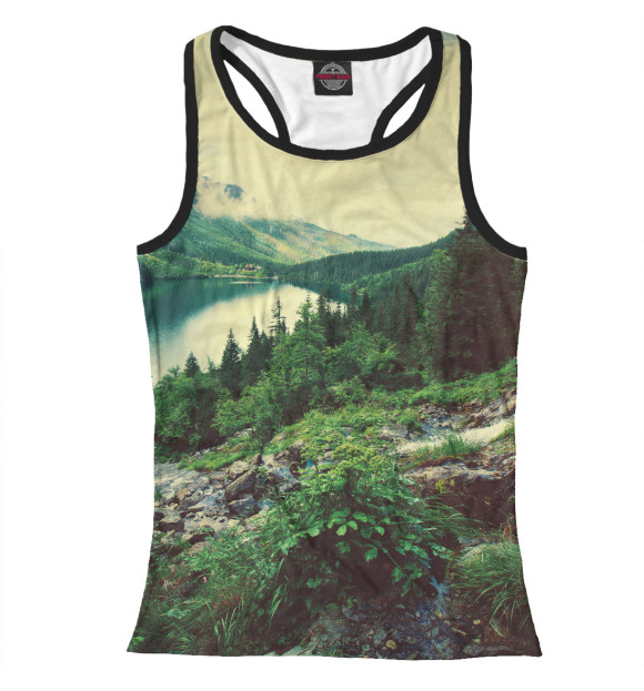 Женская майка-борцовка с изображением Красивый лес цвета Белый