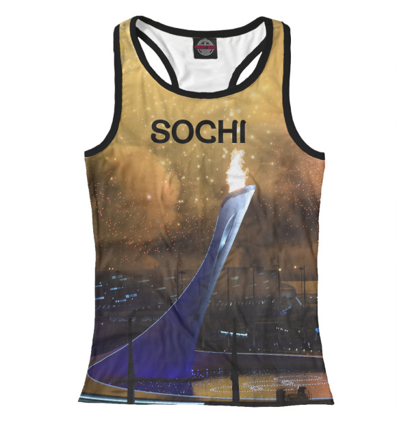 Женская майка-борцовка с изображением Олимпийский огонь цвета Белый