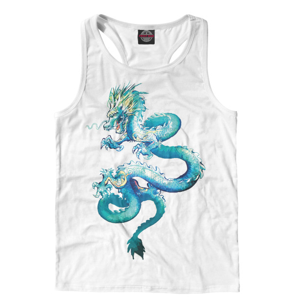 Мужская майка-борцовка с изображением Дракон цвета Белый