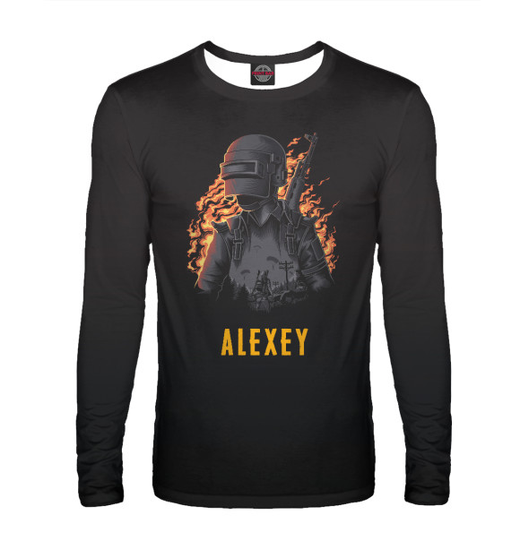 Мужской лонгслив с изображением PUBG - Alexey цвета Белый
