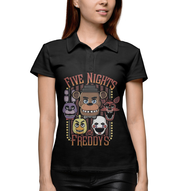Женское поло с изображением Five Nights at Freddy’s цвета Белый