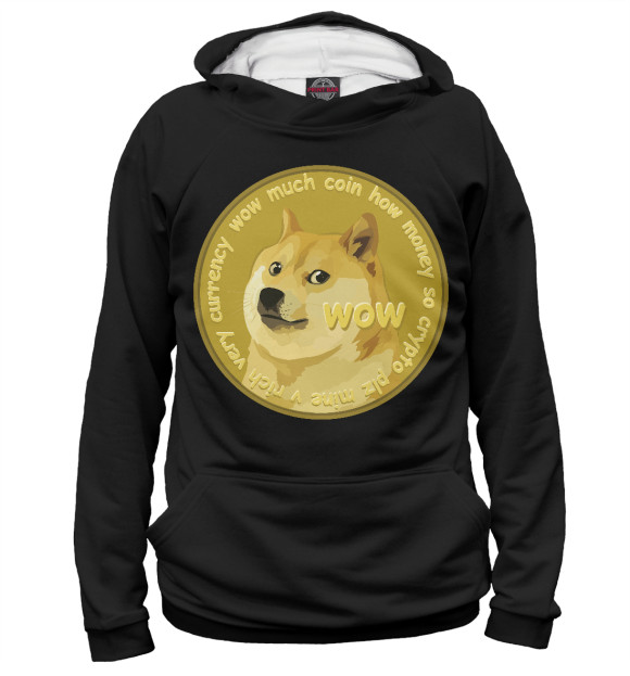 Мужское худи с изображением Doge Coin цвета Белый