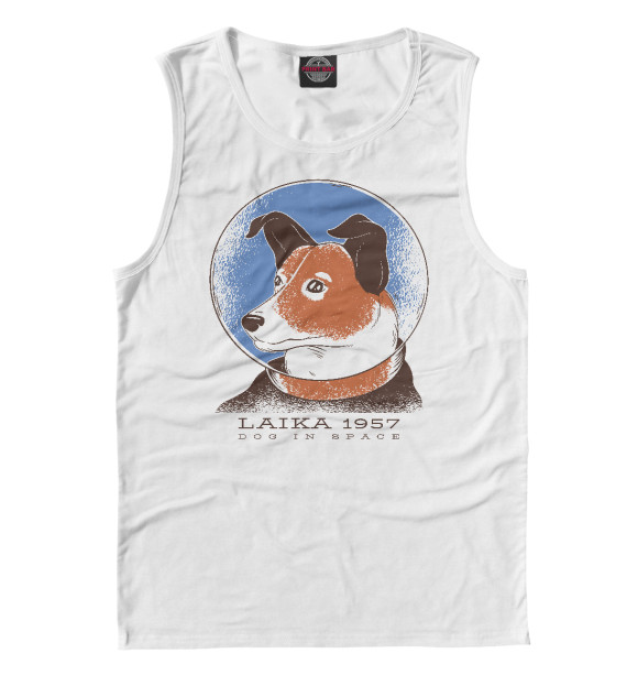 Мужская майка с изображением Лайка цвета Белый