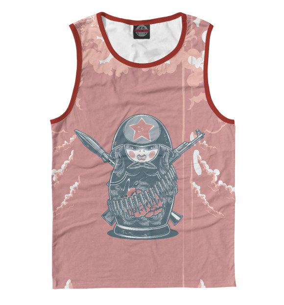 Мужская майка с изображением Evil Russky Matreshka цвета Белый