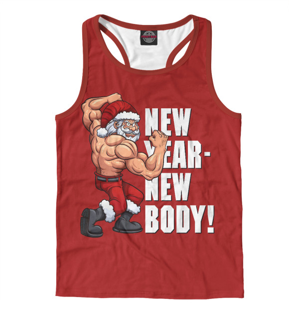 Мужская майка-борцовка с изображением New Year - New Body! цвета Белый