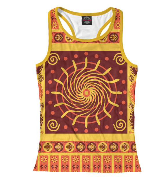 Женская майка-борцовка с изображением Солнечный орнамент цвета Белый