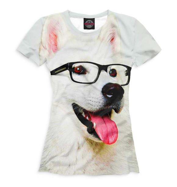 Футболка для девочек с изображением Хаски цвета Белый