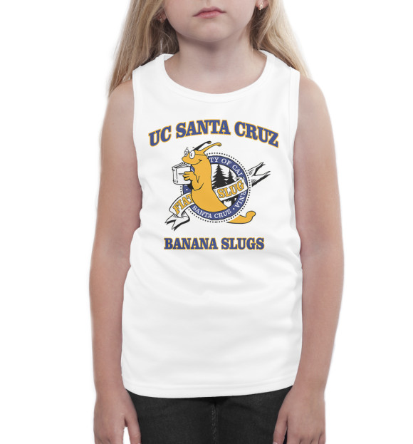Майка для девочки с изображением UC Santa Cruz Banana Slugs цвета Белый