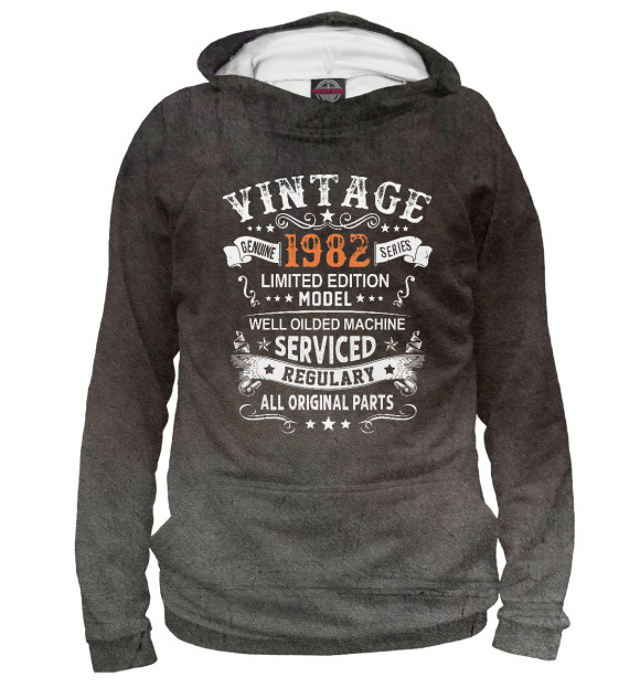 Женское худи с изображением Vintage 1982 цвета Белый