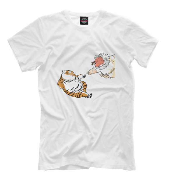 Мужская футболка с изображением Сотворение Тигрёнка цвета Белый