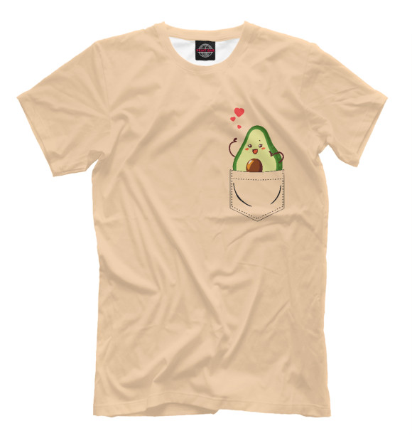 Мужская футболка с изображением Авокадо в кармашке цвета Белый