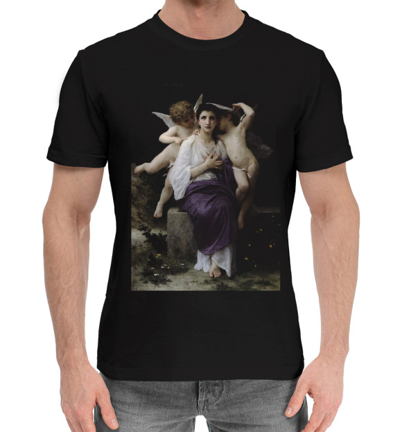 Мужская хлопковая футболка с изображением Ангельский шопот цвета Черный