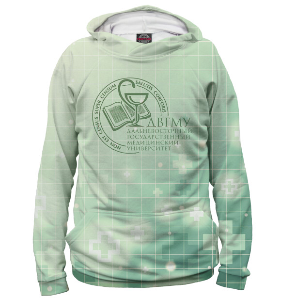 Мужское худи с изображением Дальневосточный государственный медицинский университет цвета Белый