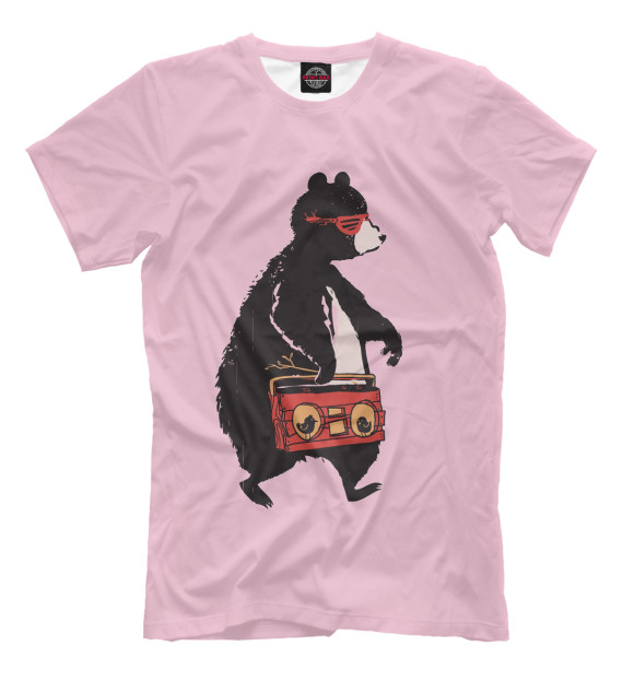 Мужская футболка с изображением Медведь цвета Бежевый