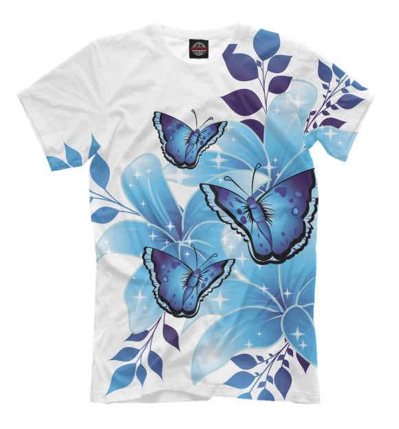 Мужская футболка с изображением Бабочка цвета Молочно-белый