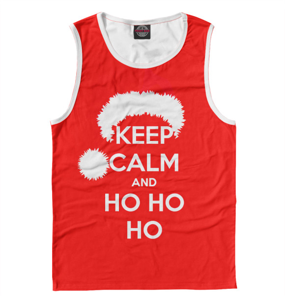 Мужская майка с изображением Keep calm and ho ho ho цвета Белый