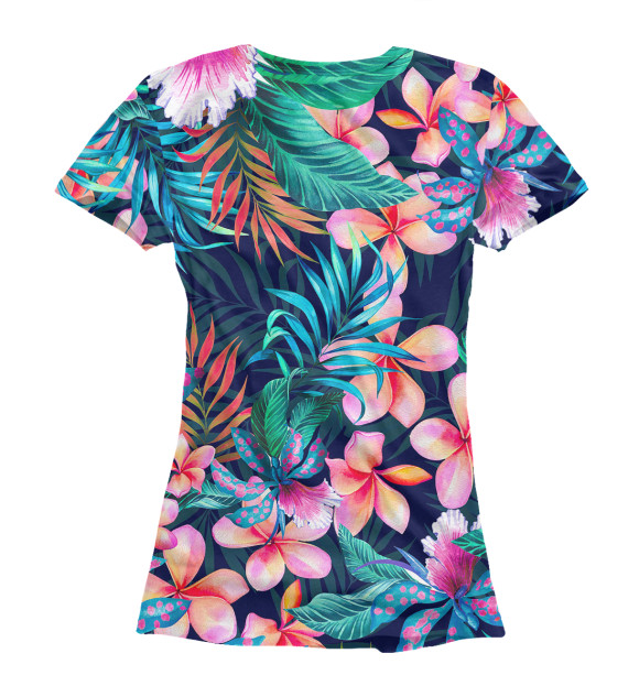 Женская футболка с изображением Тропические цветы цвета Белый