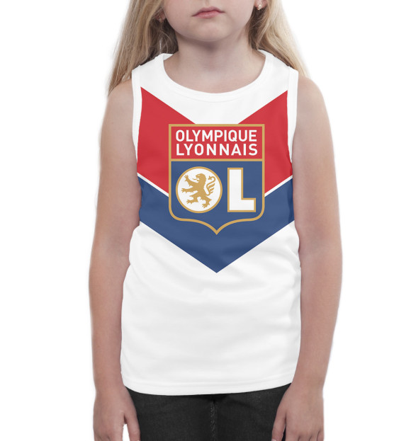 Майка для девочки с изображением Olympique lyonnais цвета Белый