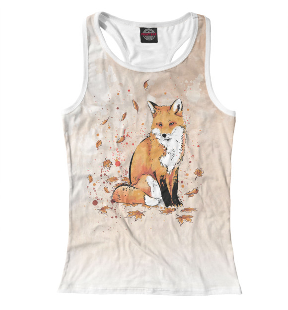Женская майка-борцовка с изображением Лиса цвета Белый