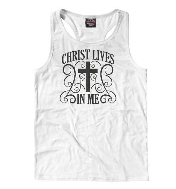 Мужская майка-борцовка с изображением С крестом цвета Белый