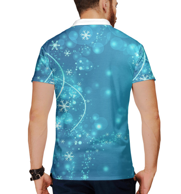 Мужское поло с изображением Зимняя сказка цвета Белый