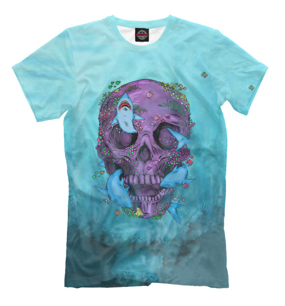 Мужская футболка с изображением Sea Skull цвета Молочно-белый