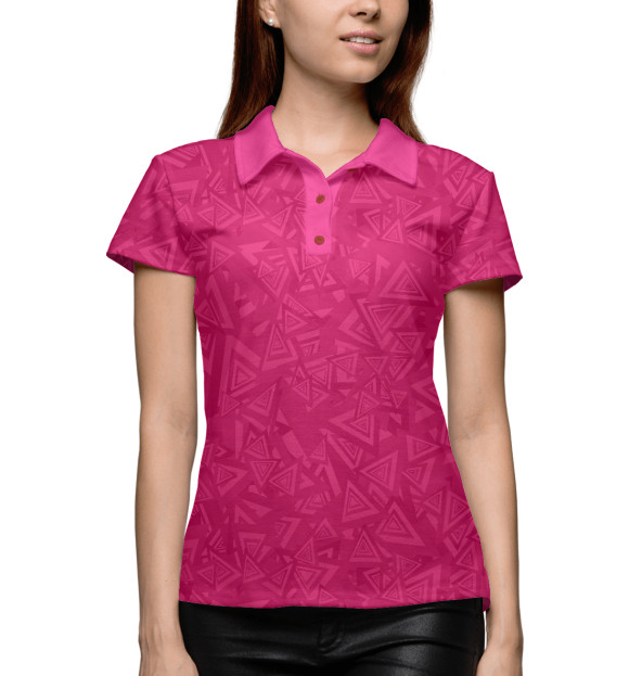 Женское поло с изображением Розовые треугольники цвета Белый