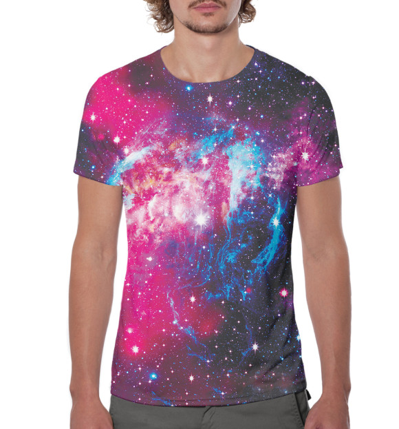 Мужская футболка с изображением Космос цвета Белый