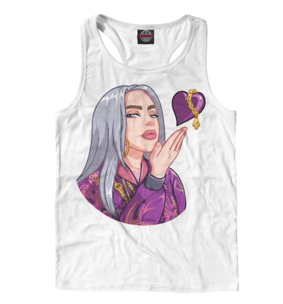 Мужская майка-борцовка с изображением Billie Eilish цвета Белый