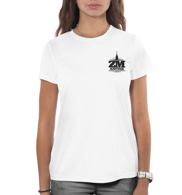 Женская футболка с изображением ZM Nation цвета Белый