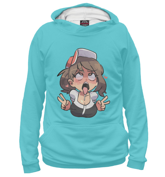 Женское худи с изображением Ахегао цвета Белый