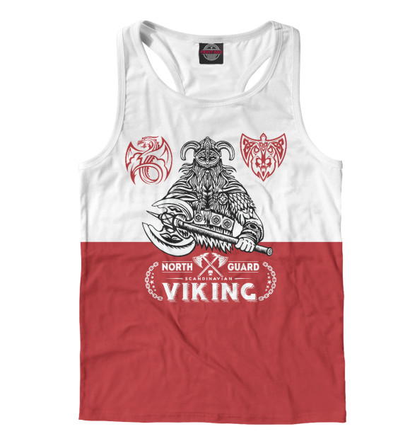 Мужская майка-борцовка с изображением Викинг цвета Белый