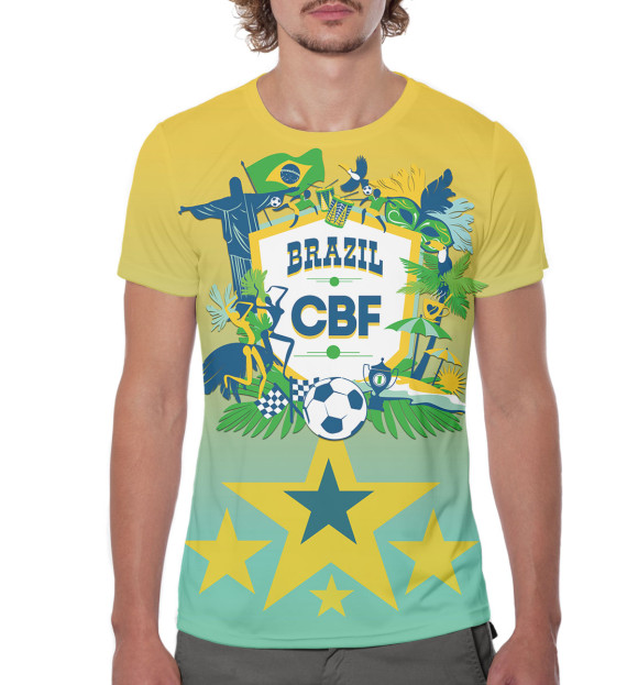 Мужская футболка с изображением Сборная Бразилии цвета Белый