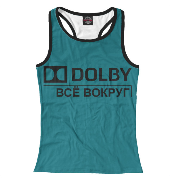 Женская майка-борцовка с изображением DOLBY цвета Белый