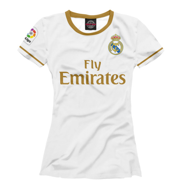 Женская футболка с изображением Реал Мадрид Форма Домашняя 19/20 цвета Белый