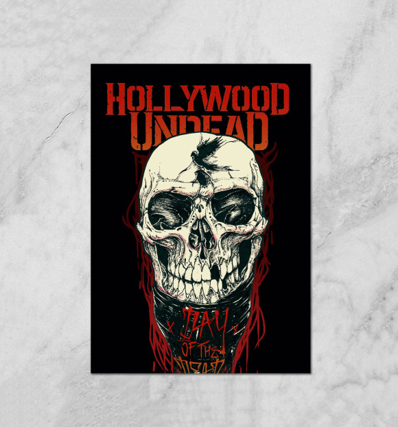 Плакат с притом Hollywood Undead цвета Белый Плакат с изображением Hollywood Undead цвета Белый