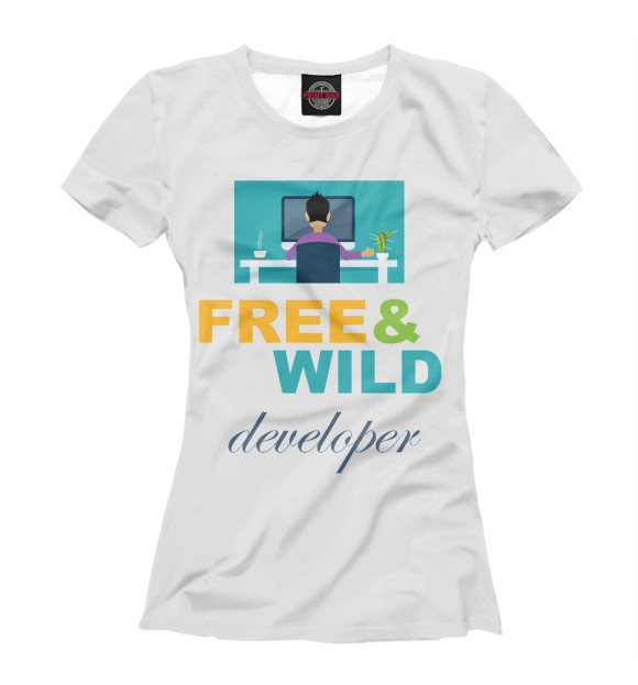 Женская футболка с изображением Free & Wild цвета Белый