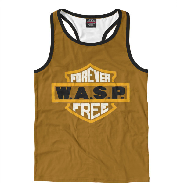 Мужская майка-борцовка с притом W.A.S.P. band цвета Белый Мужская майка-борцовка с изображением W.A.S.P. band цвета Белый