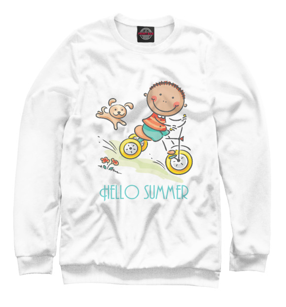 Свитшот для девочек с изображением Hello summer цвета Белый