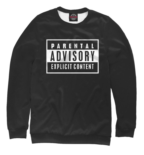 Женский свитшот с изображением Parental Advisory цвета Белый
