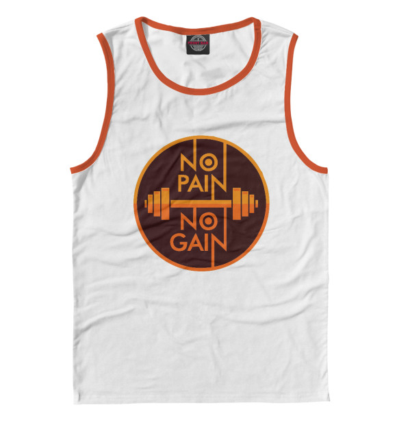 Майка для мальчика с изображением NO PAIN NO GAIN цвета Белый